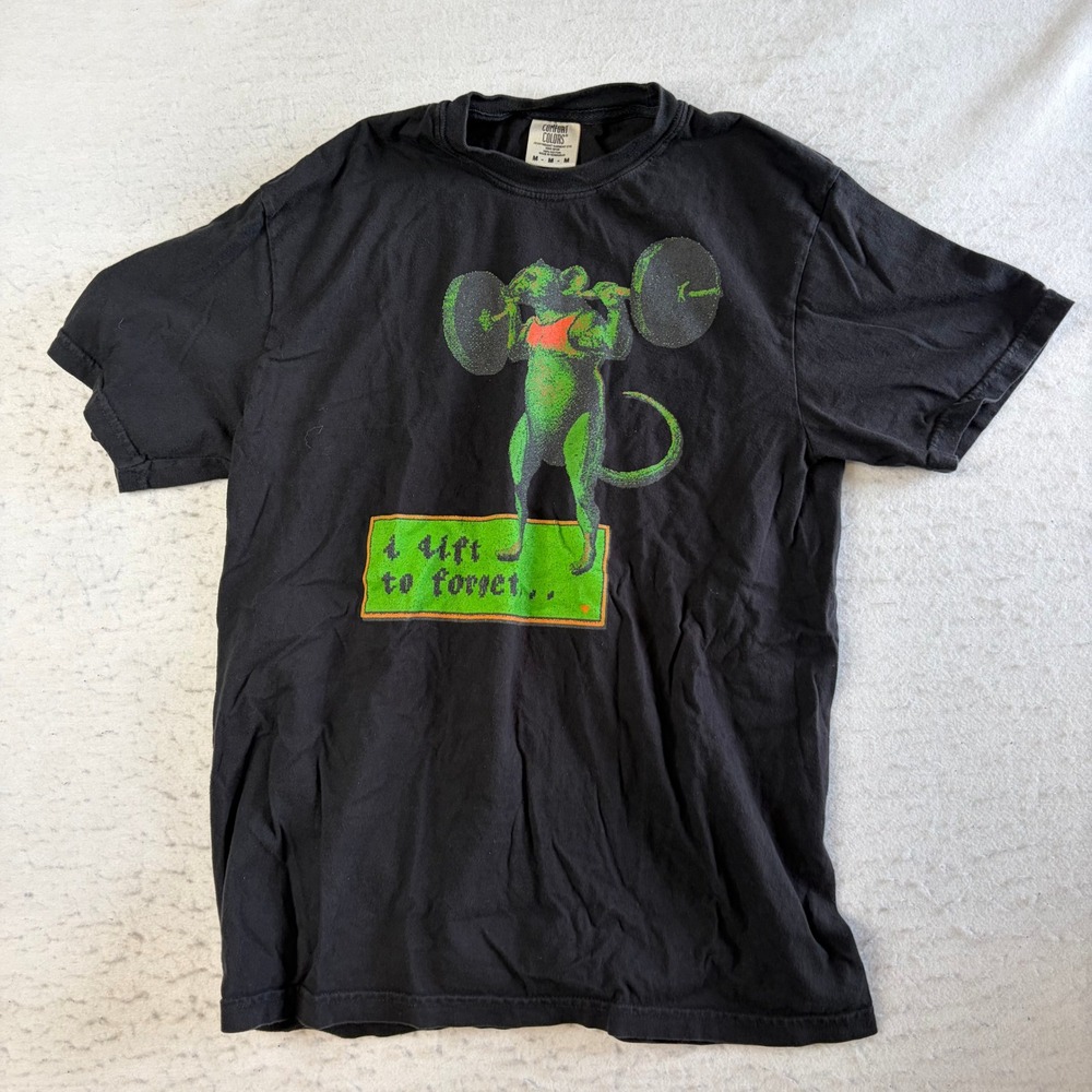 Comfort Colors Graphic T-Shirt Mens Medium Black I Lift To Forget Rat Gym Pump